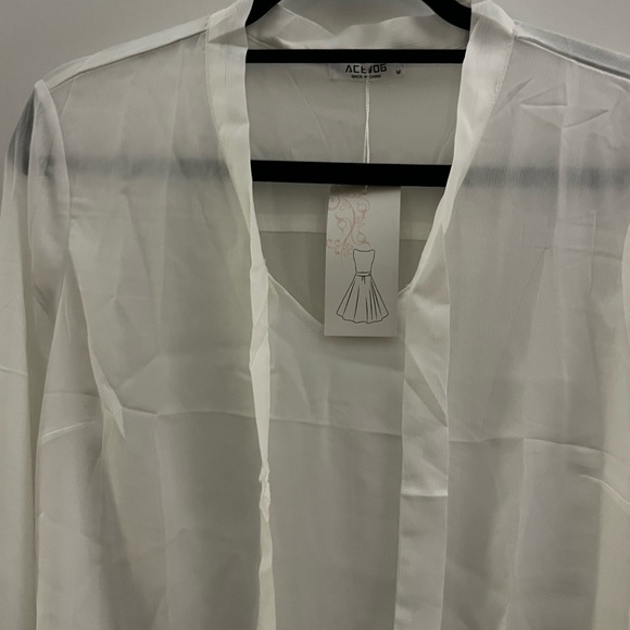Formal White Chiffon Blouse - Picture 2 of 3